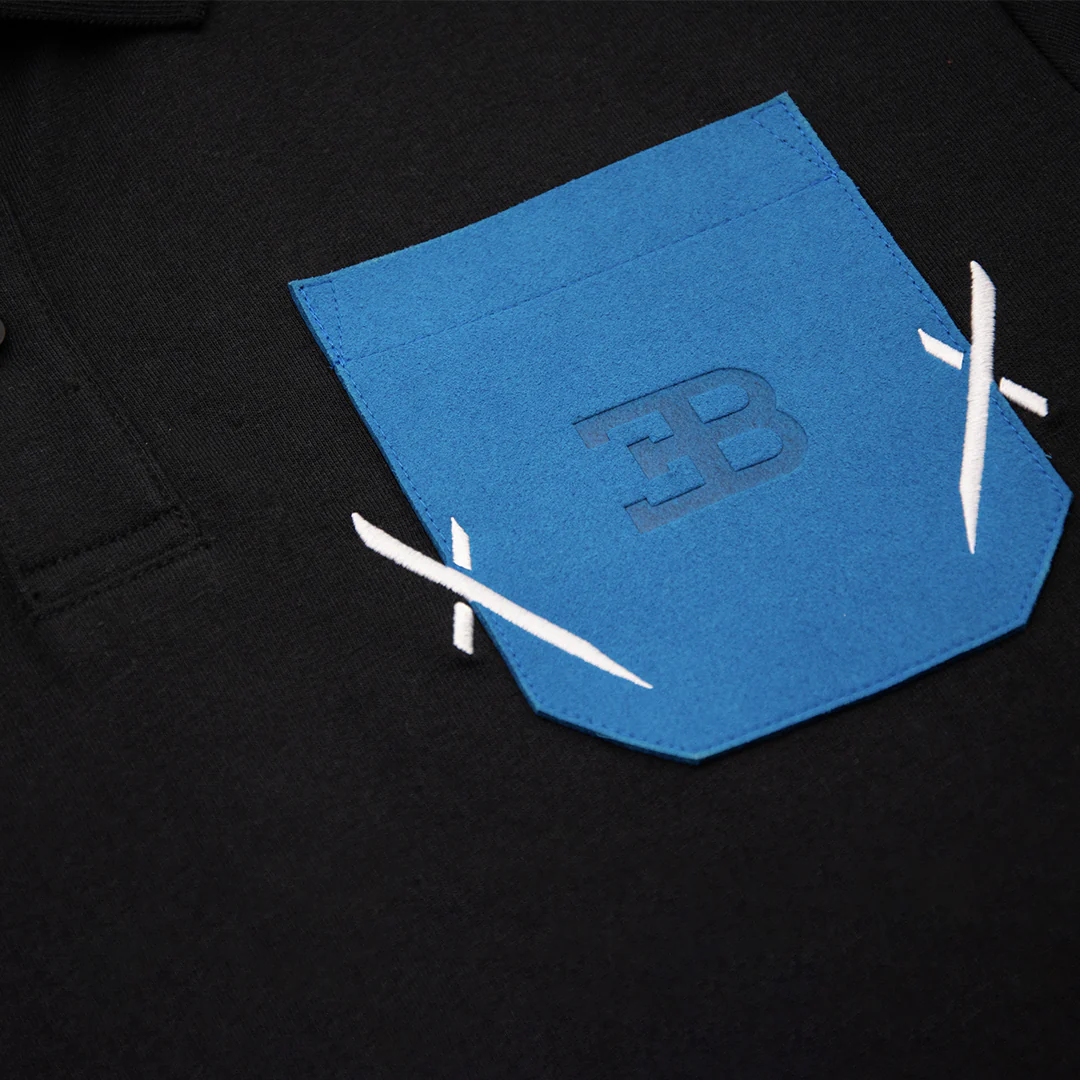 BUGATTI BOLIDE POLO BLACK WITH BLUE POCKET - Image 3